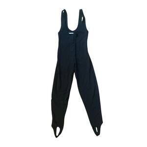 Vintage 1990s Women S V Sport Black Stirrup Nylon Jumpsuit Dance Training Suit